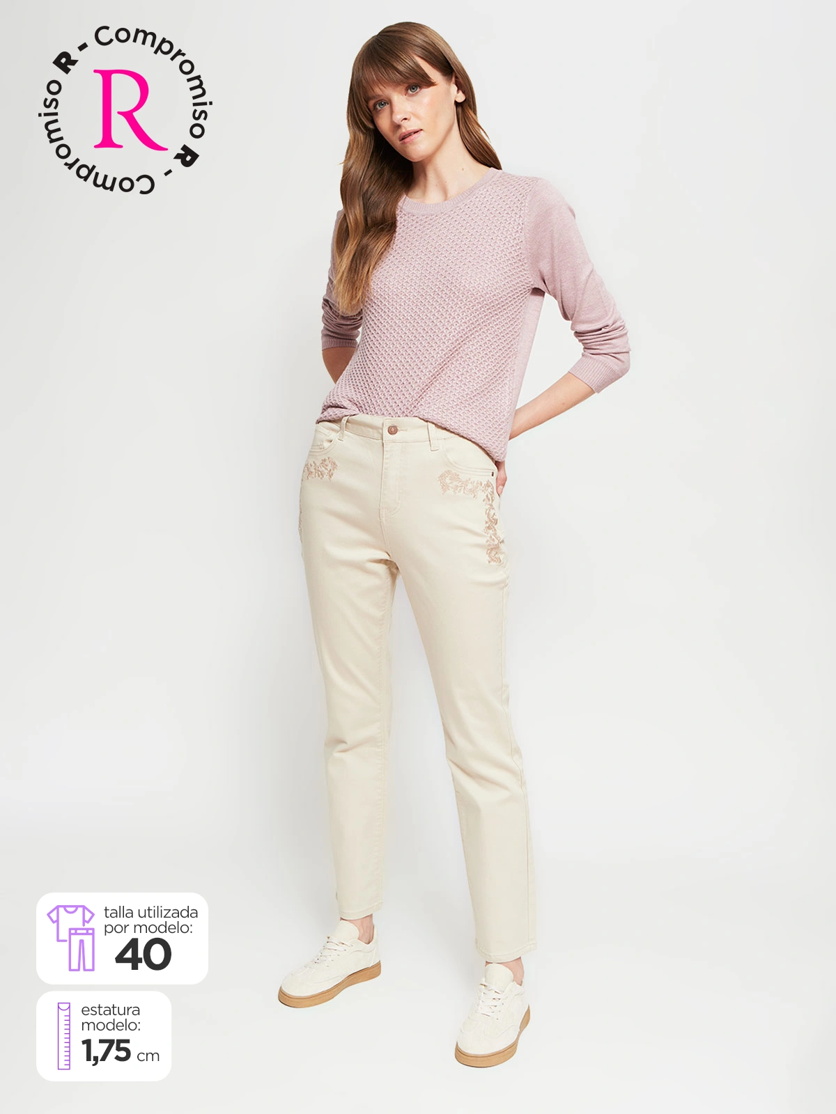 JEANS REGULAR MUJER AZIZ BORDADO - 1