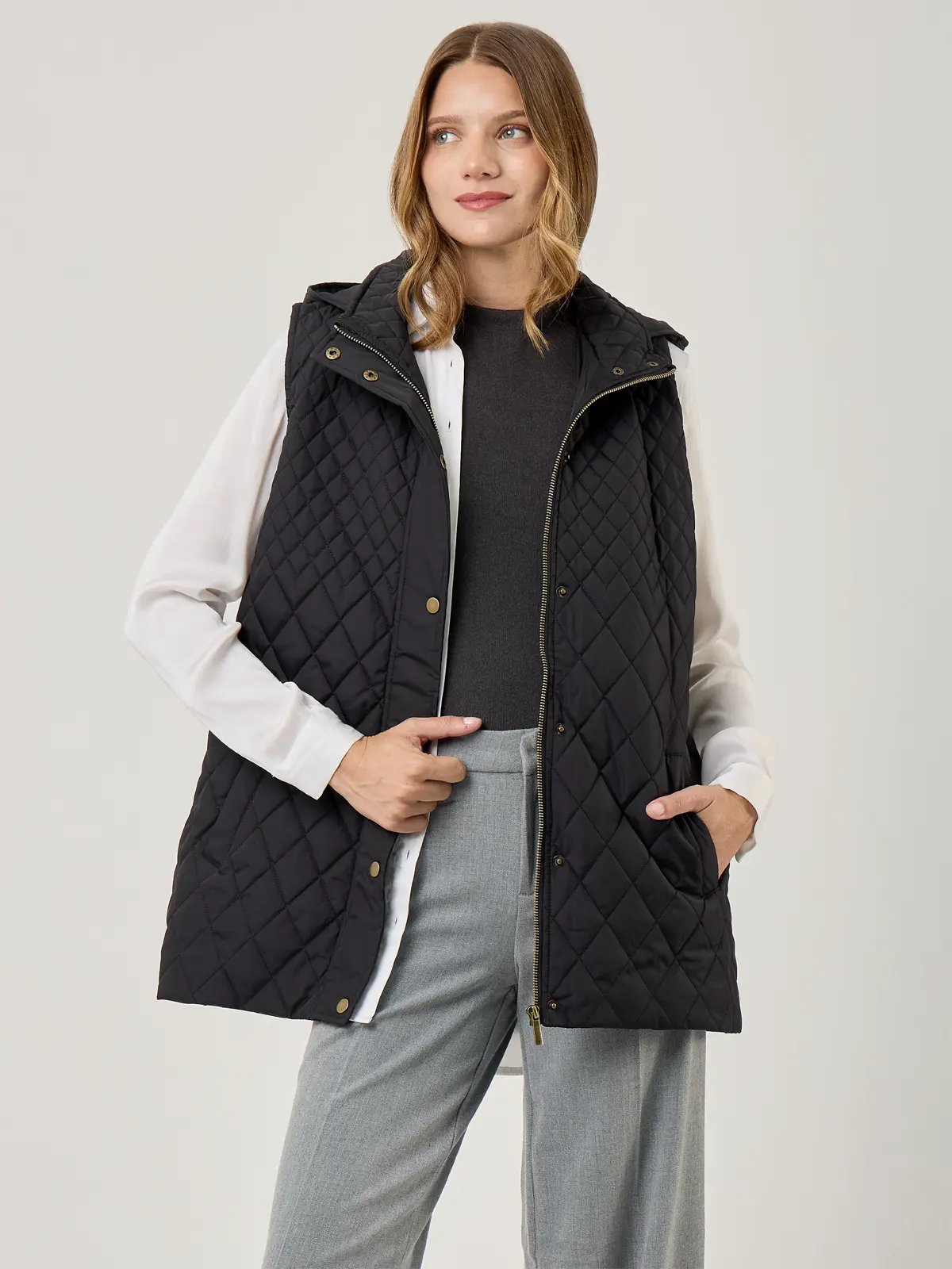 PARKA SIN MANGAS MUJER AZIZ CORTA DIAMANTE - 1