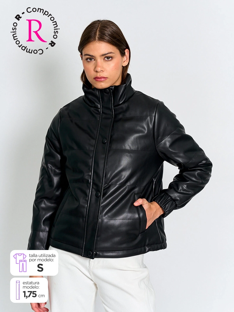 CASACA MANGA LARGA MUJER AZIZ PIEL - 1