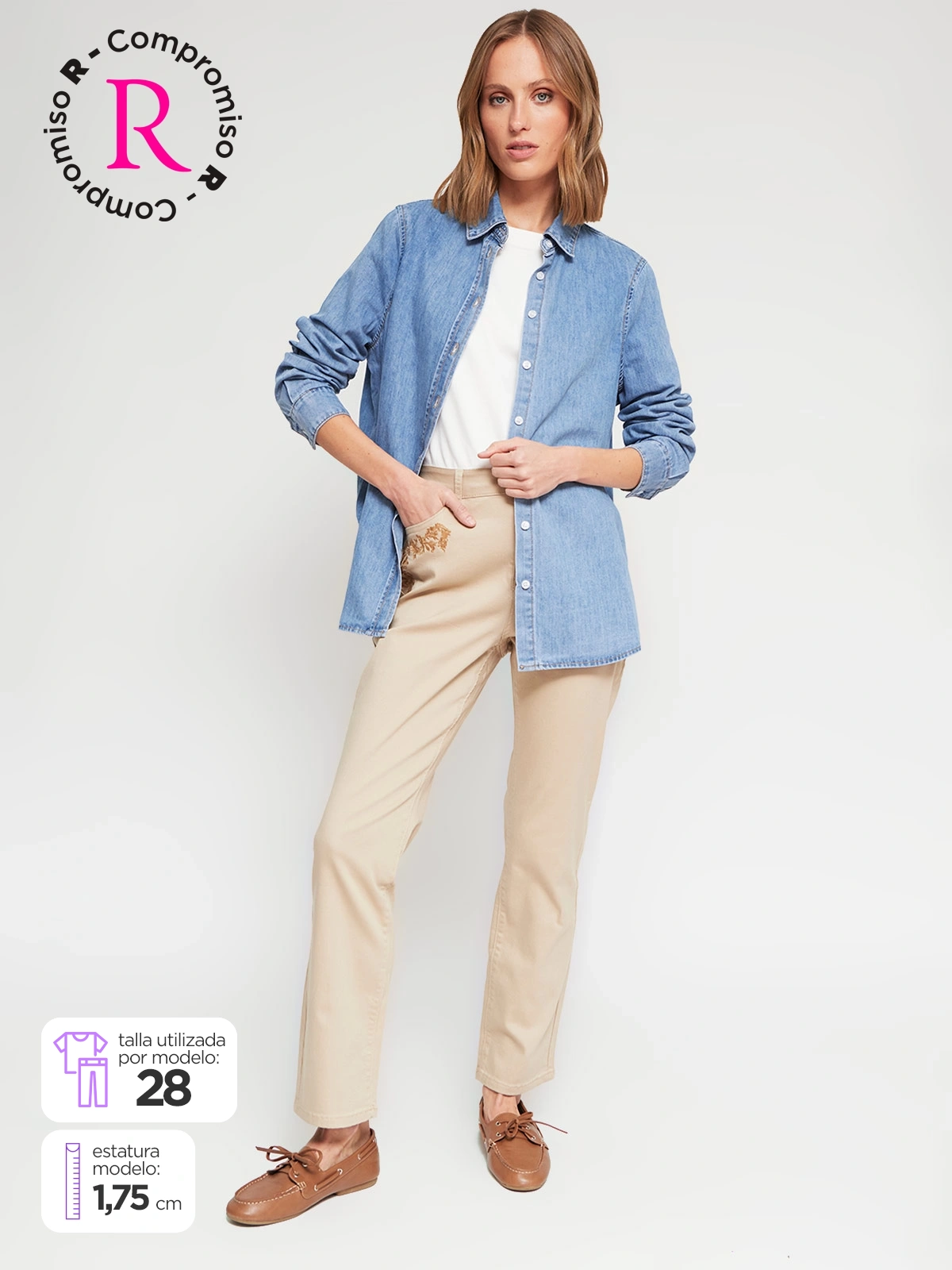 JEANS REGULAR MUJER AZIZ BORDADO - 1