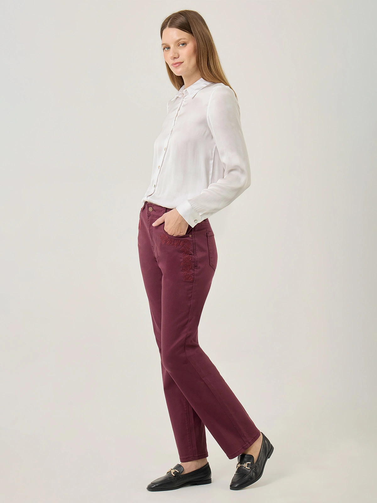 JEANS REGULAR MUJER AZIZ BORDADO - 1