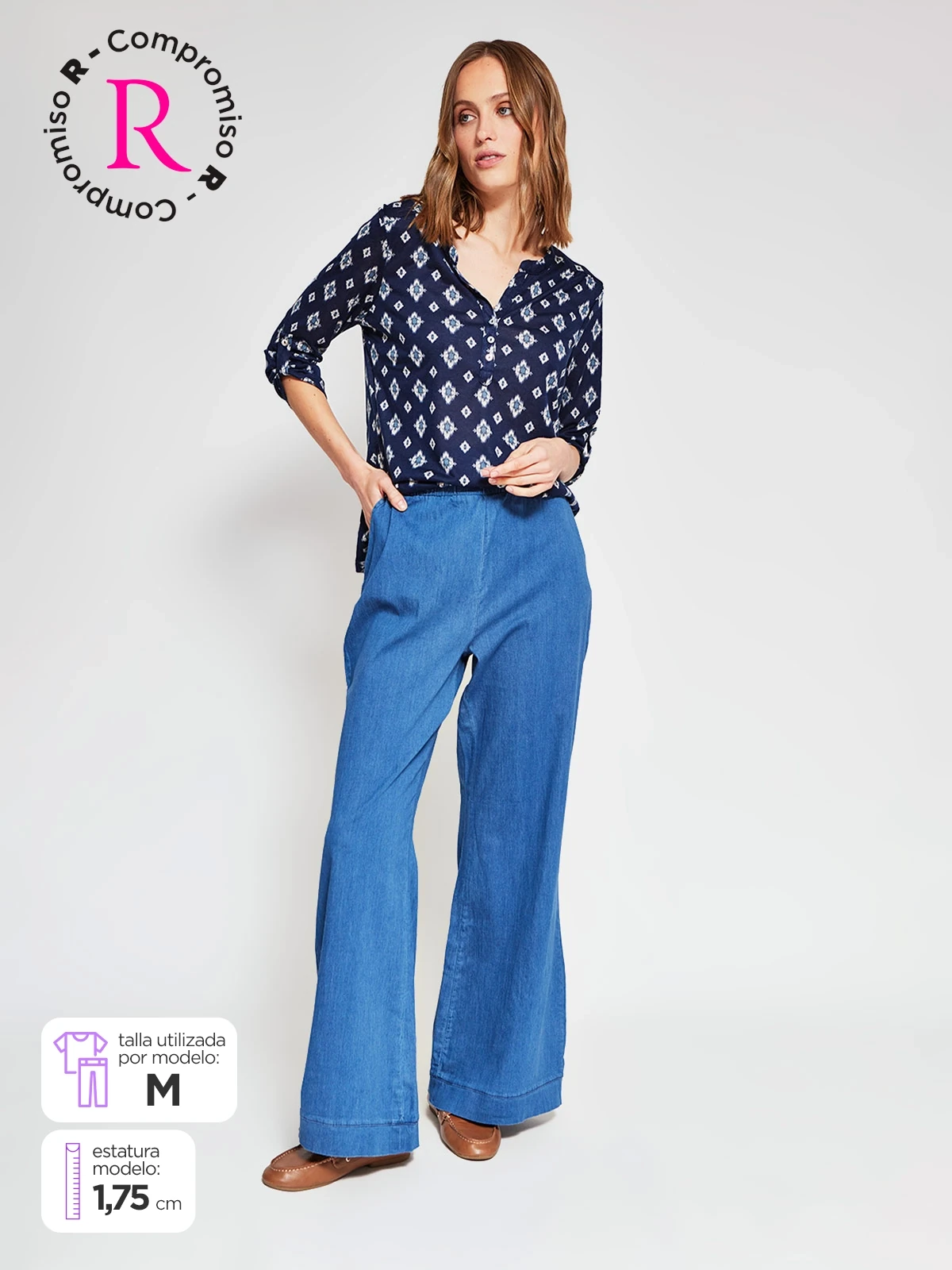 JEANS ALGODÓN MUJER AZIZ TIRO MEDIO - 1