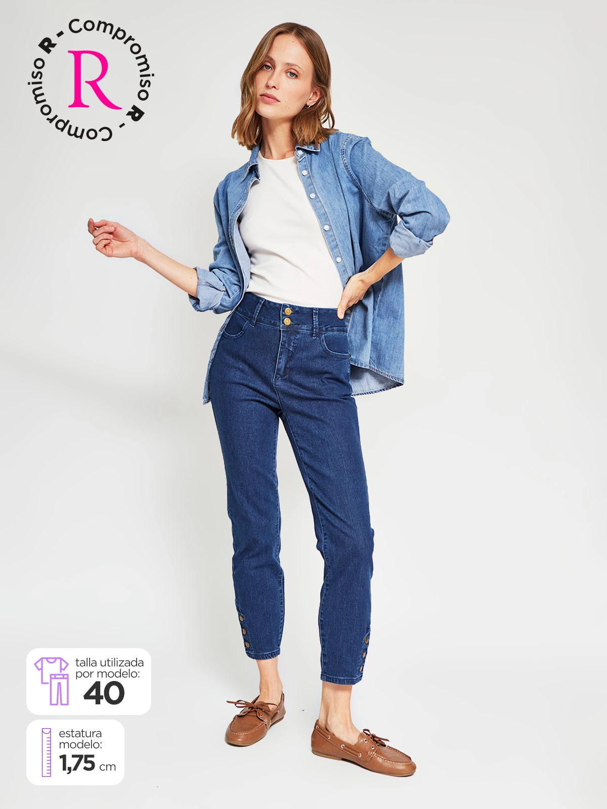 JEANS REGULAR ALGODÓN MUJER AZIZ SNAP - 1