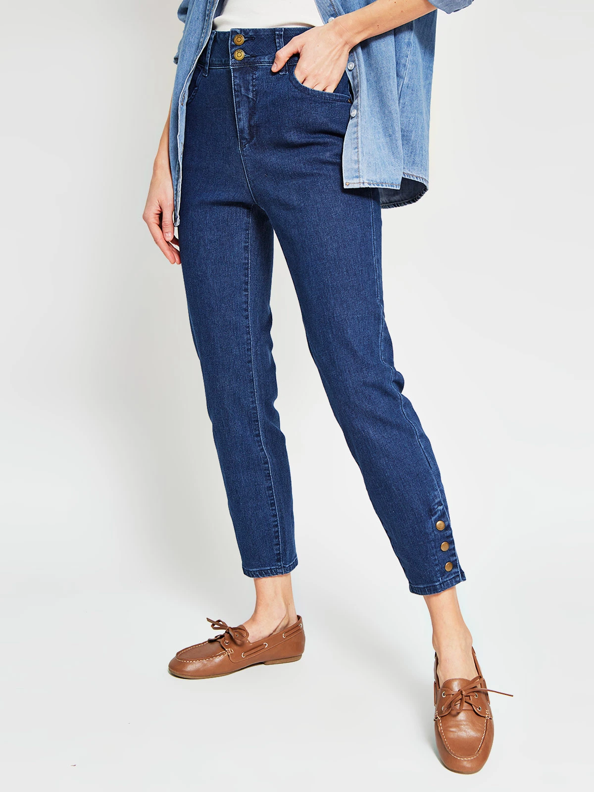 JEANS REGULAR ALGODÓN MUJER AZIZ SNAP - 2