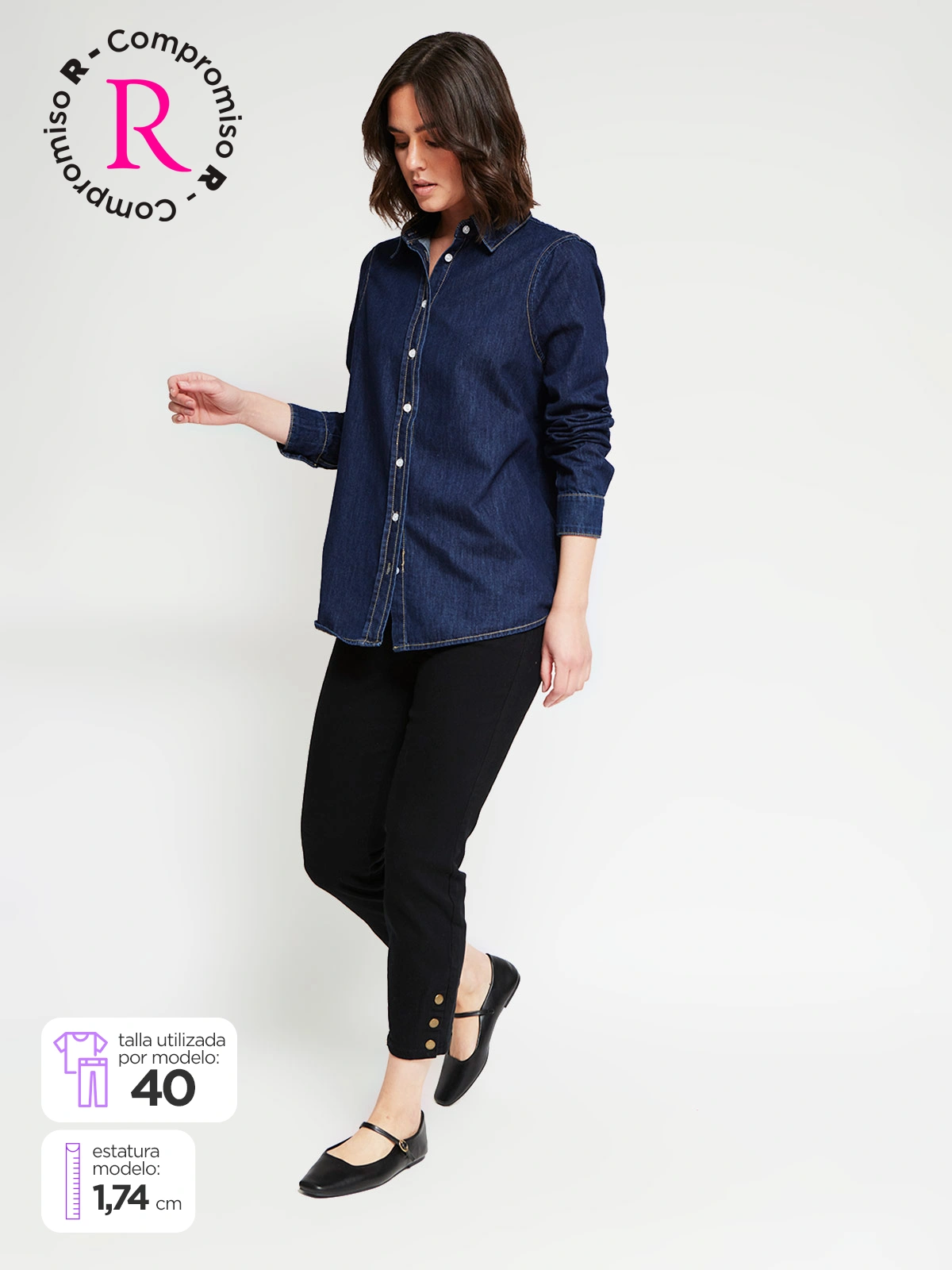 JEANS REGULAR ALGODÓN MUJER AZIZ SNAP - 1