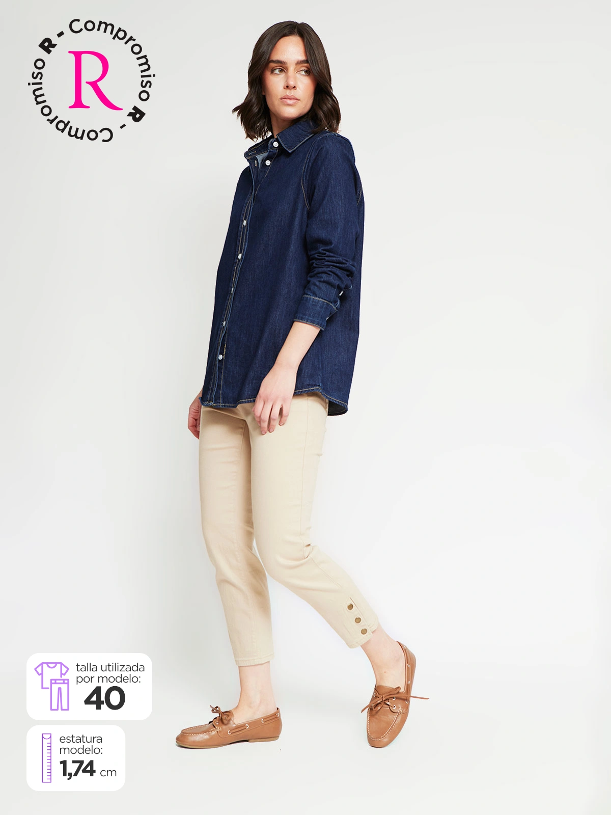 JEANS REGULAR ALGODÓN MUJER AZIZ SNAP - 1