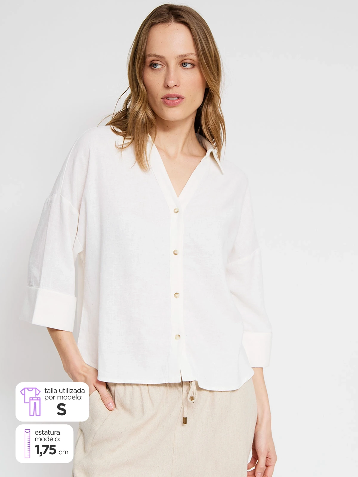 BLUSA MANGA CORTA LINO MUJER NAVIGATA - 1