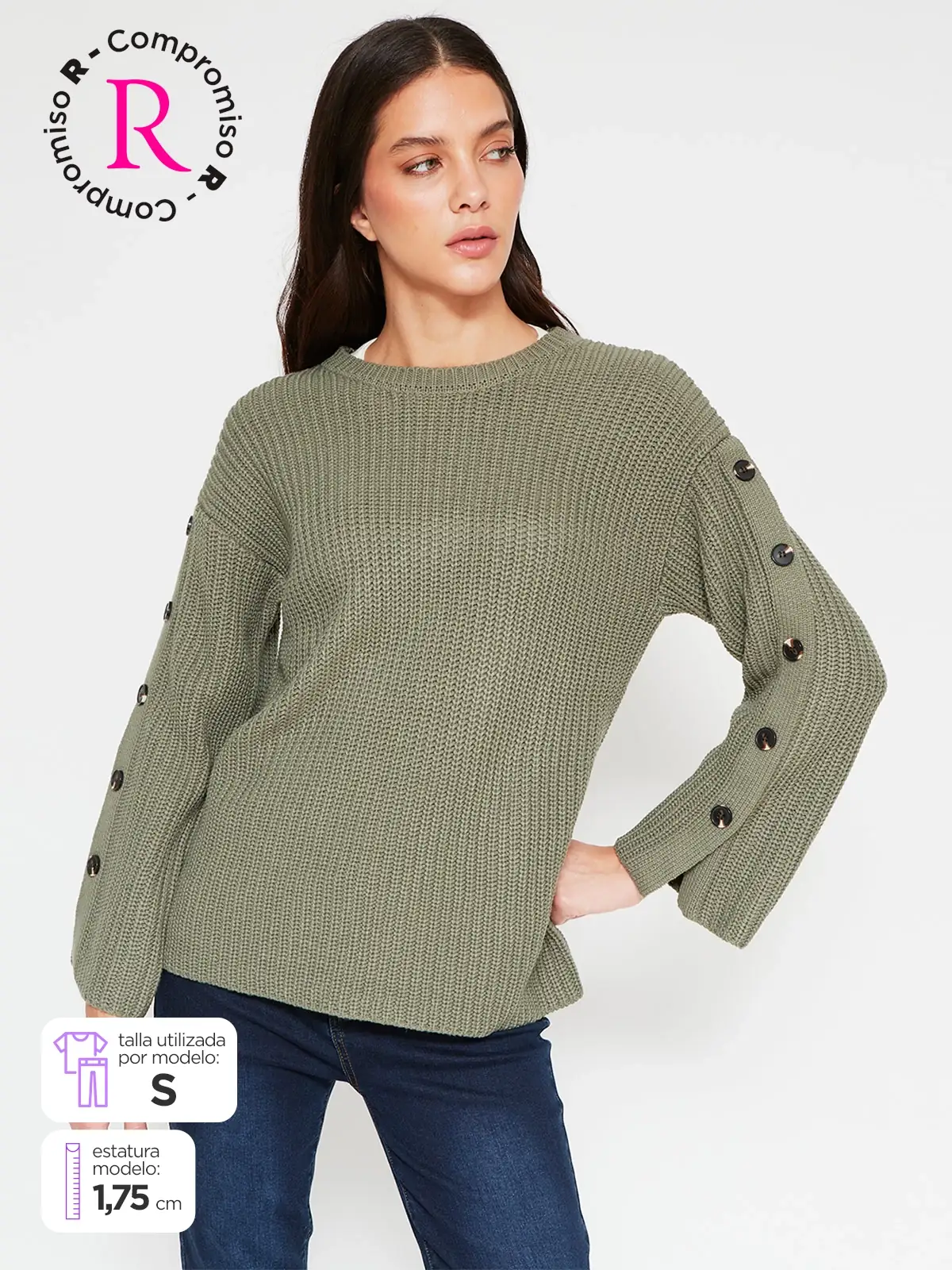 SWEATER MUJER AZIZ BOTONES - 1
