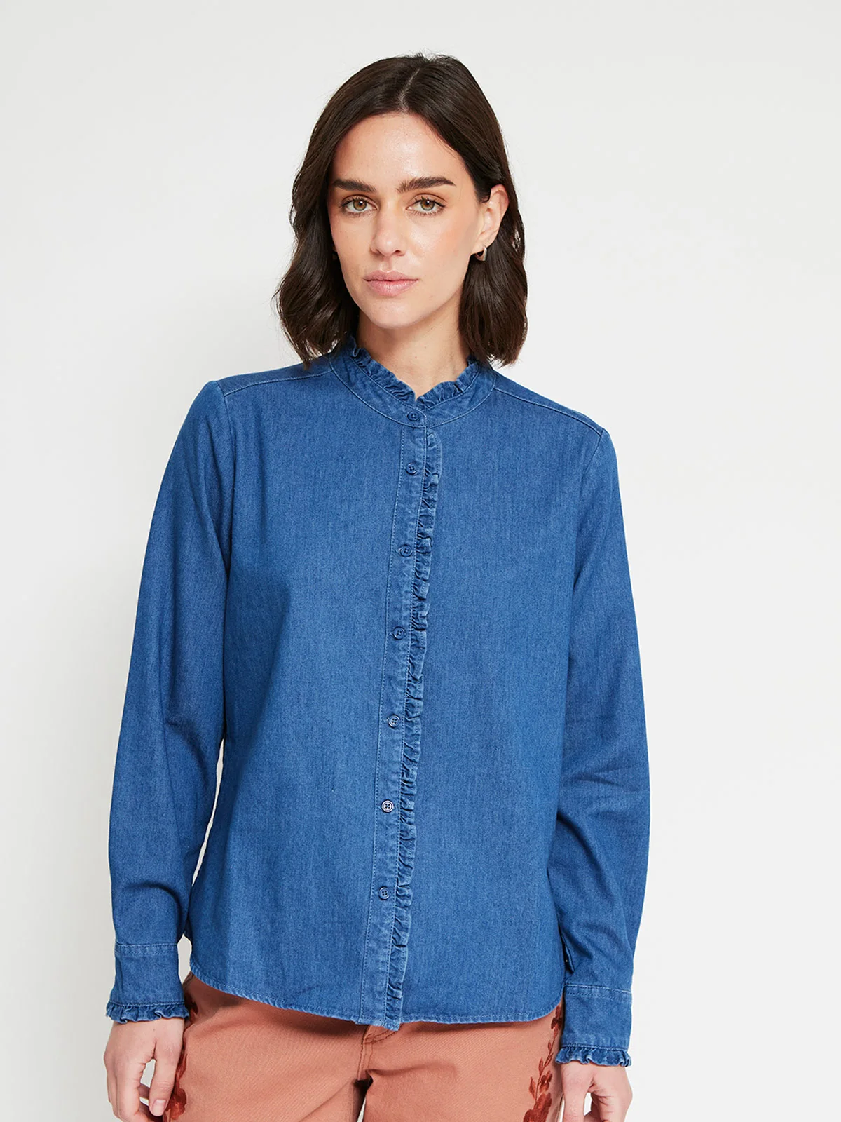 BLUSA MANGA LARGA ALGODÓN MUJER AZIZ RUFFLE - 2