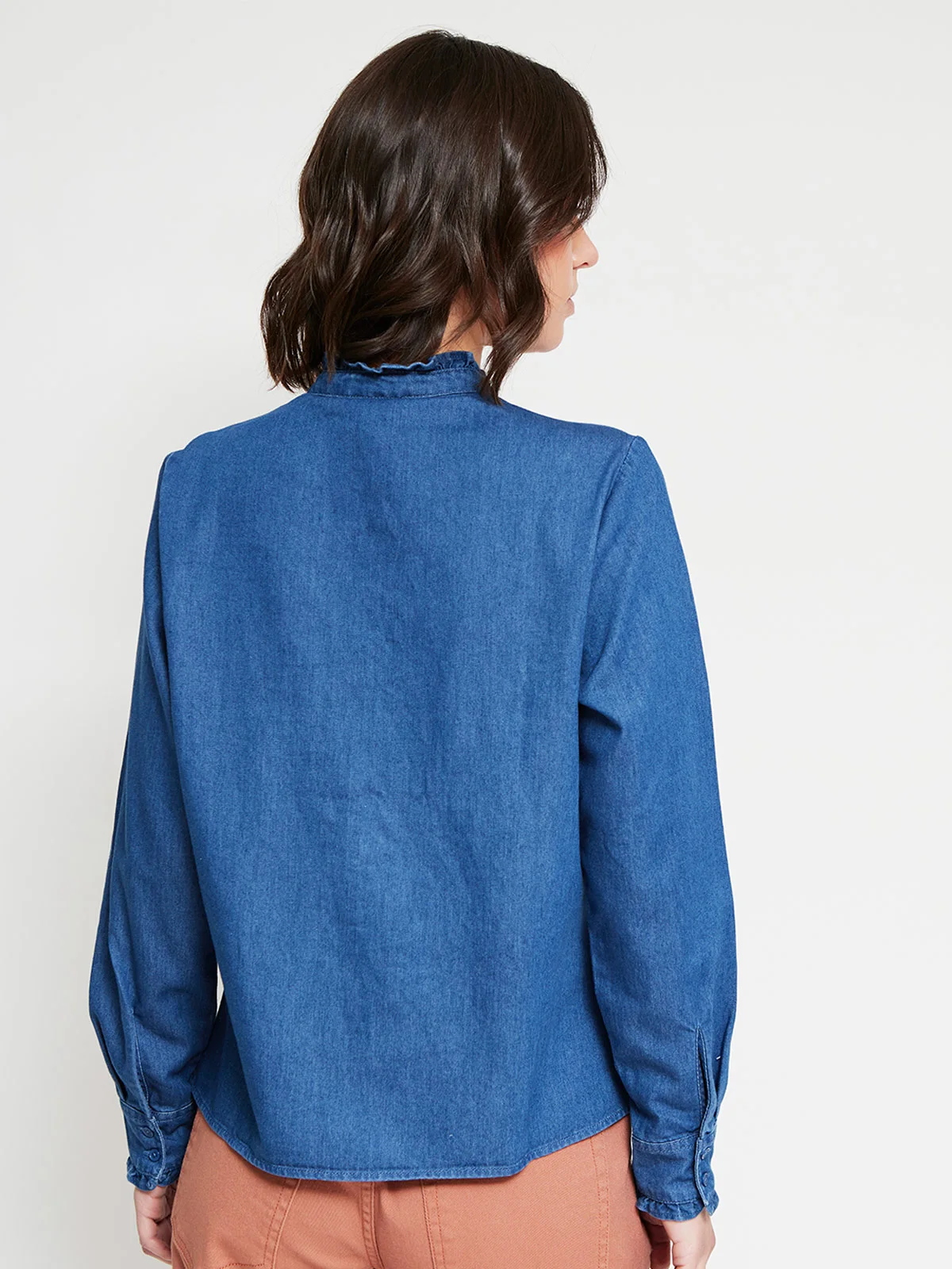 BLUSA MANGA LARGA ALGODÓN MUJER AZIZ RUFFLE - 3