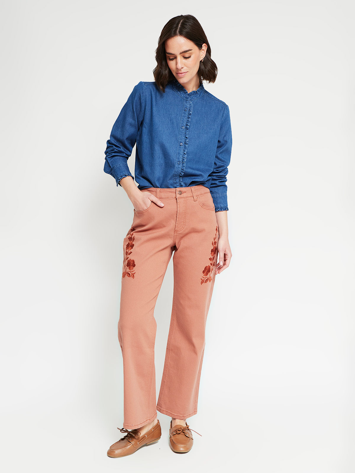 BLUSA MANGA LARGA ALGODÓN MUJER AZIZ RUFFLE - 5
