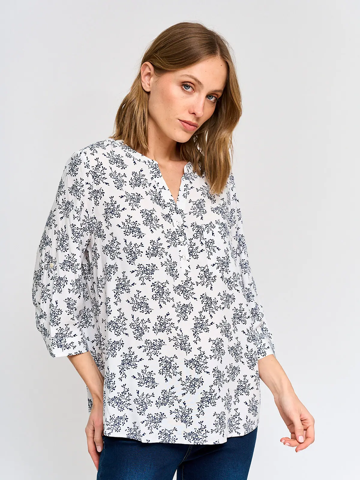 BLUSA MANGA 3/4 MUJER AZIZ CUELLO MAO - 2