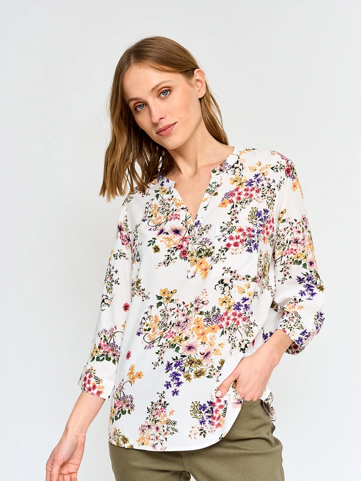 BLUSA MANGA 3/4 MUJER AZIZ CUELLO MAO - 2