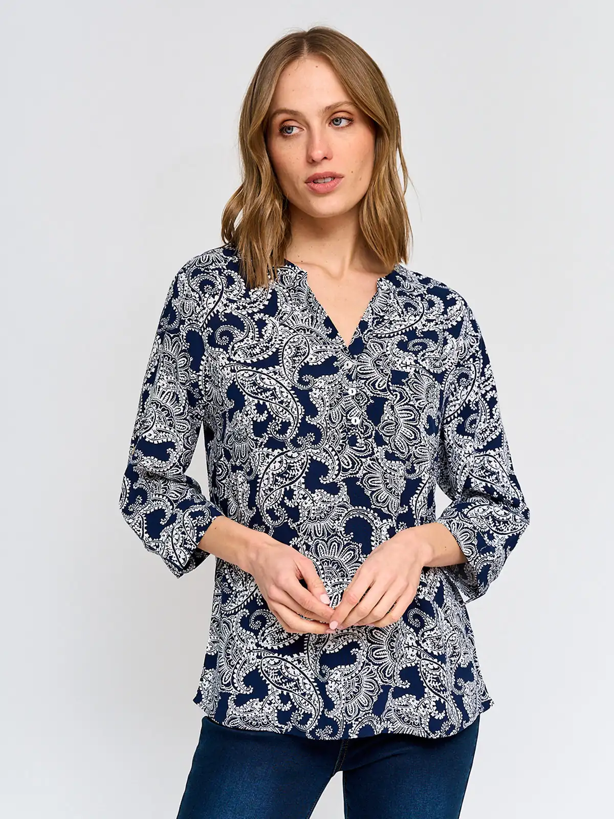 BLUSA MANGA 3/4 MUJER AZIZ CUELLO MAO - 2