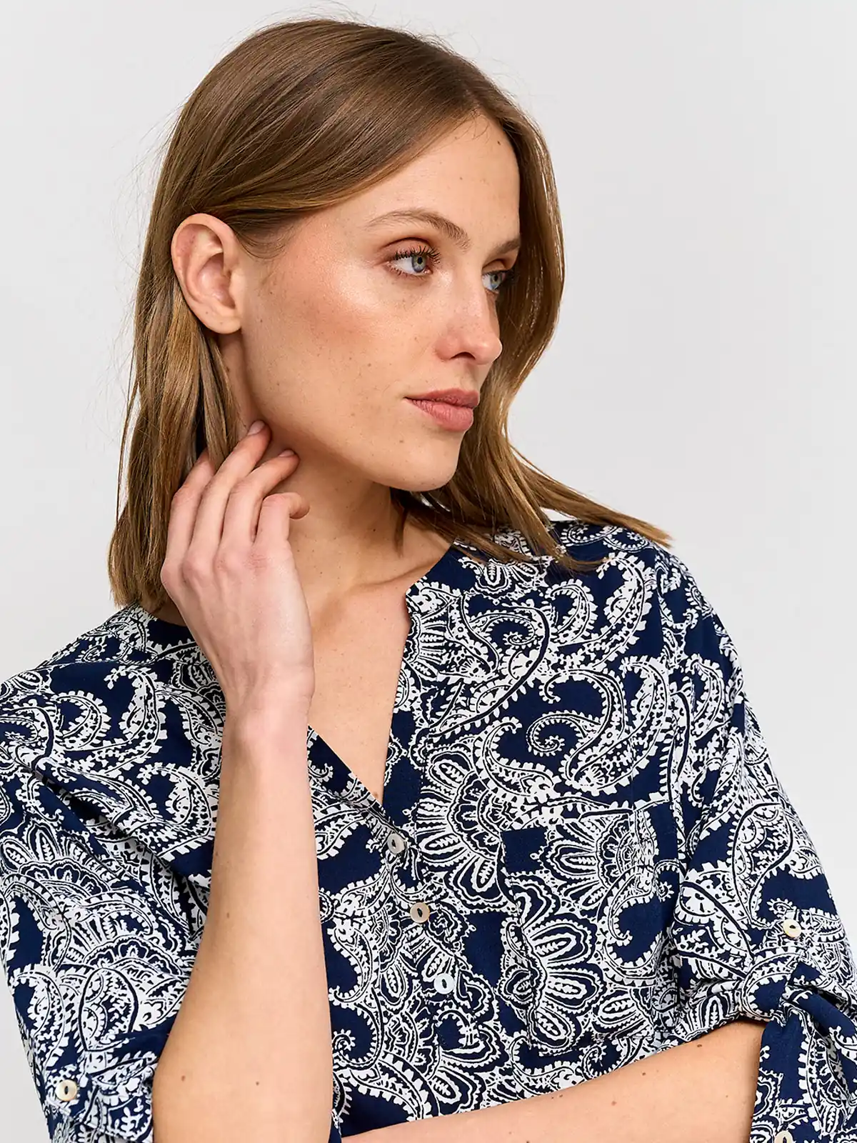 BLUSA MANGA 3/4 MUJER AZIZ CUELLO MAO - 4