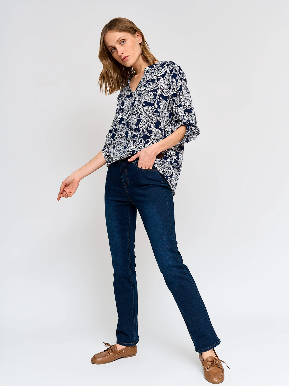 BLUSA MANGA 3/4 MUJER AZIZ CUELLO MAO - 5