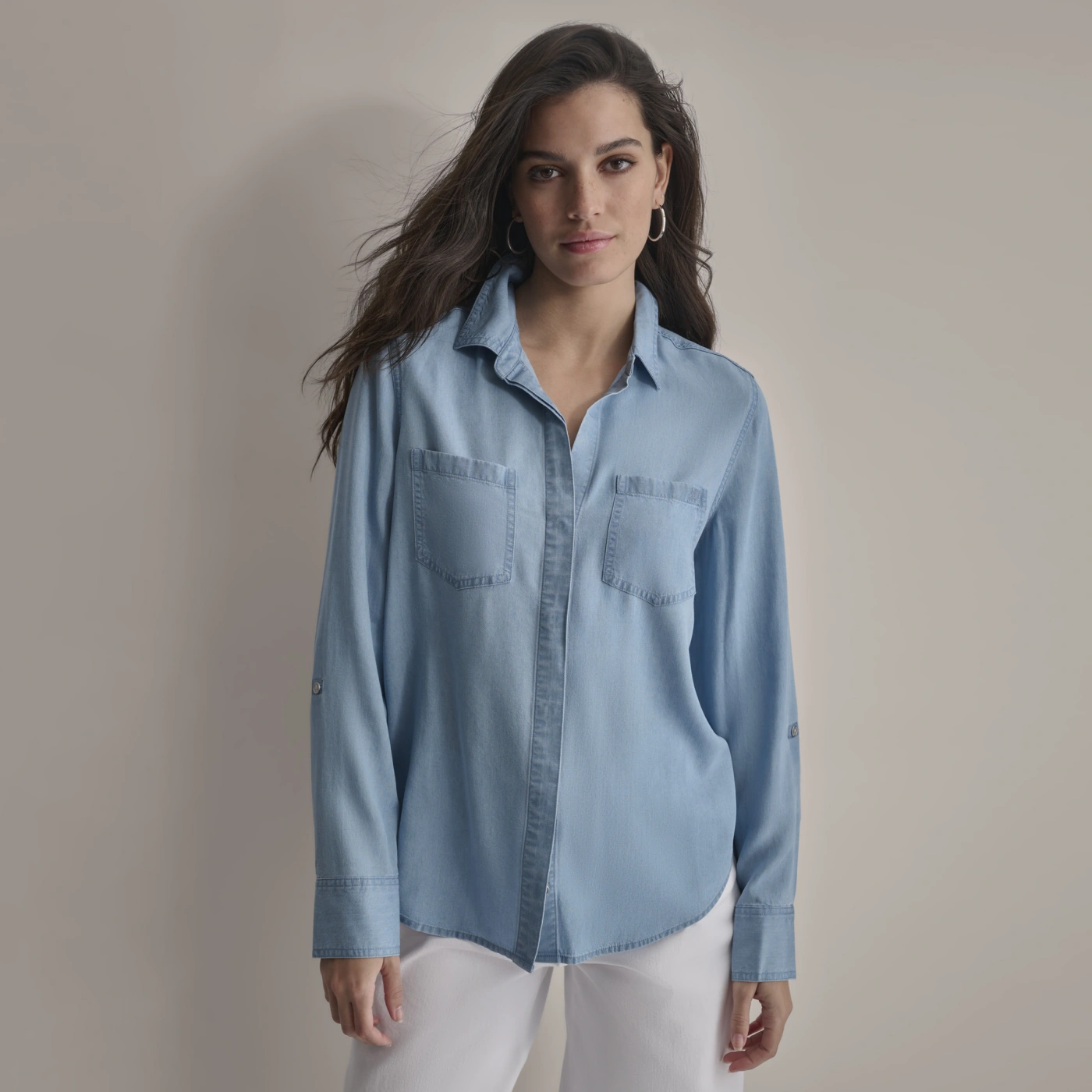 CAMISA MUJER DKNY CELESTE - 1