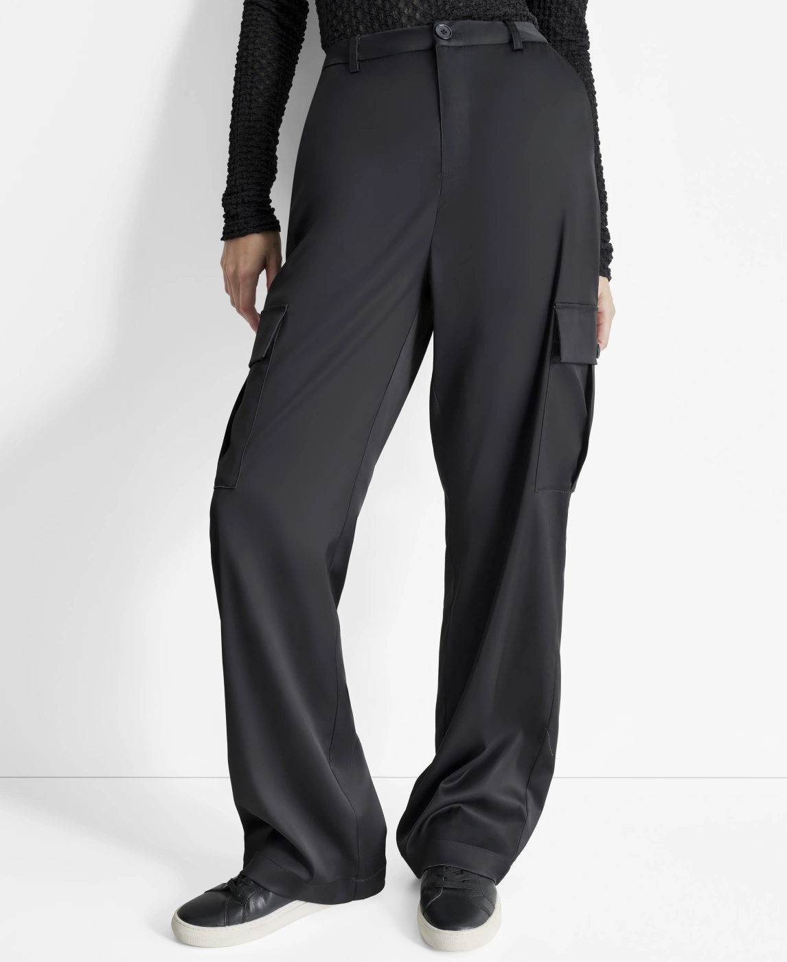 PANTALÓN WIDELEG MUJER DKNY NEGRO - 1