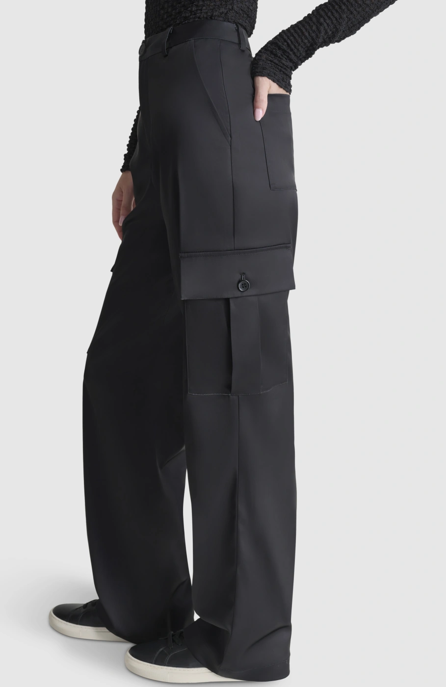 PANTALÓN WIDELEG MUJER DKNY NEGRO - 2