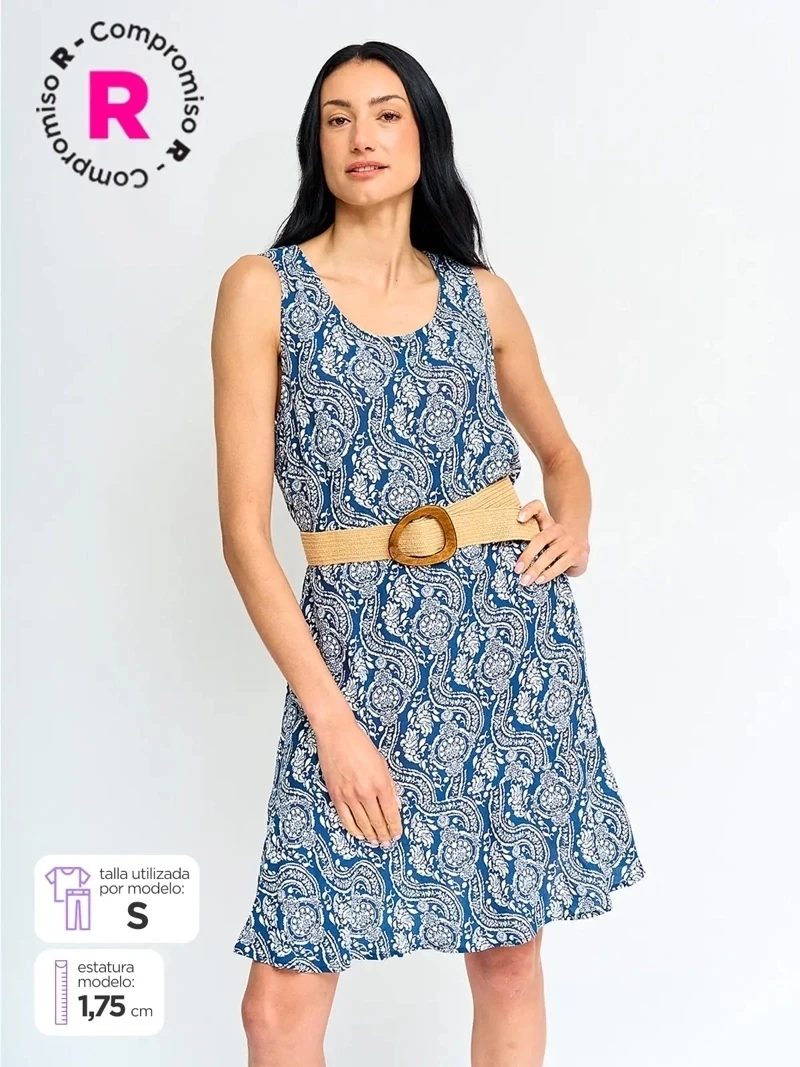 VESTIDO CORTO MUJER AZIZ SIN MANGAS - 1