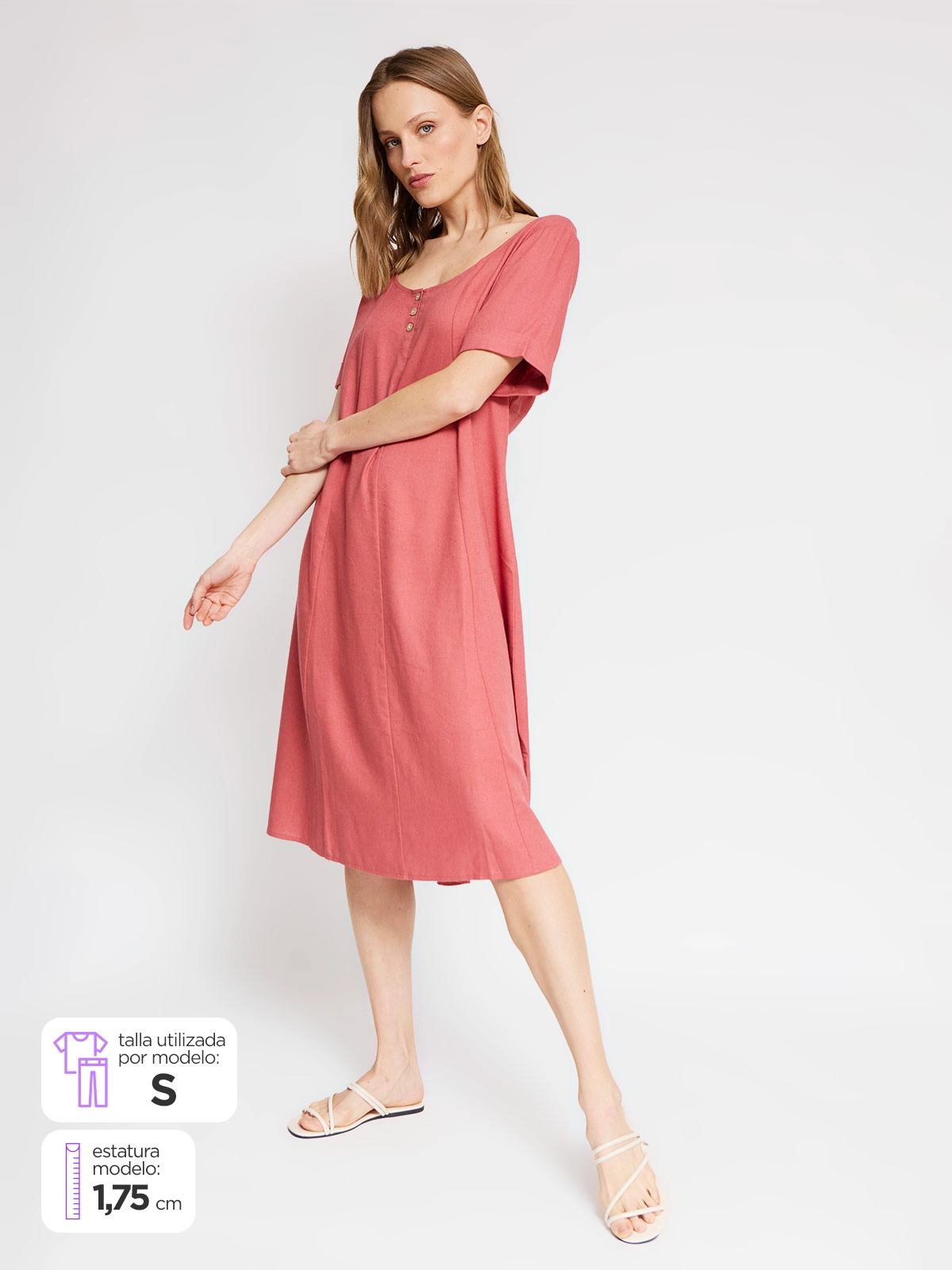 VESTIDO CORTO LINO MUJER AZIZ - 1