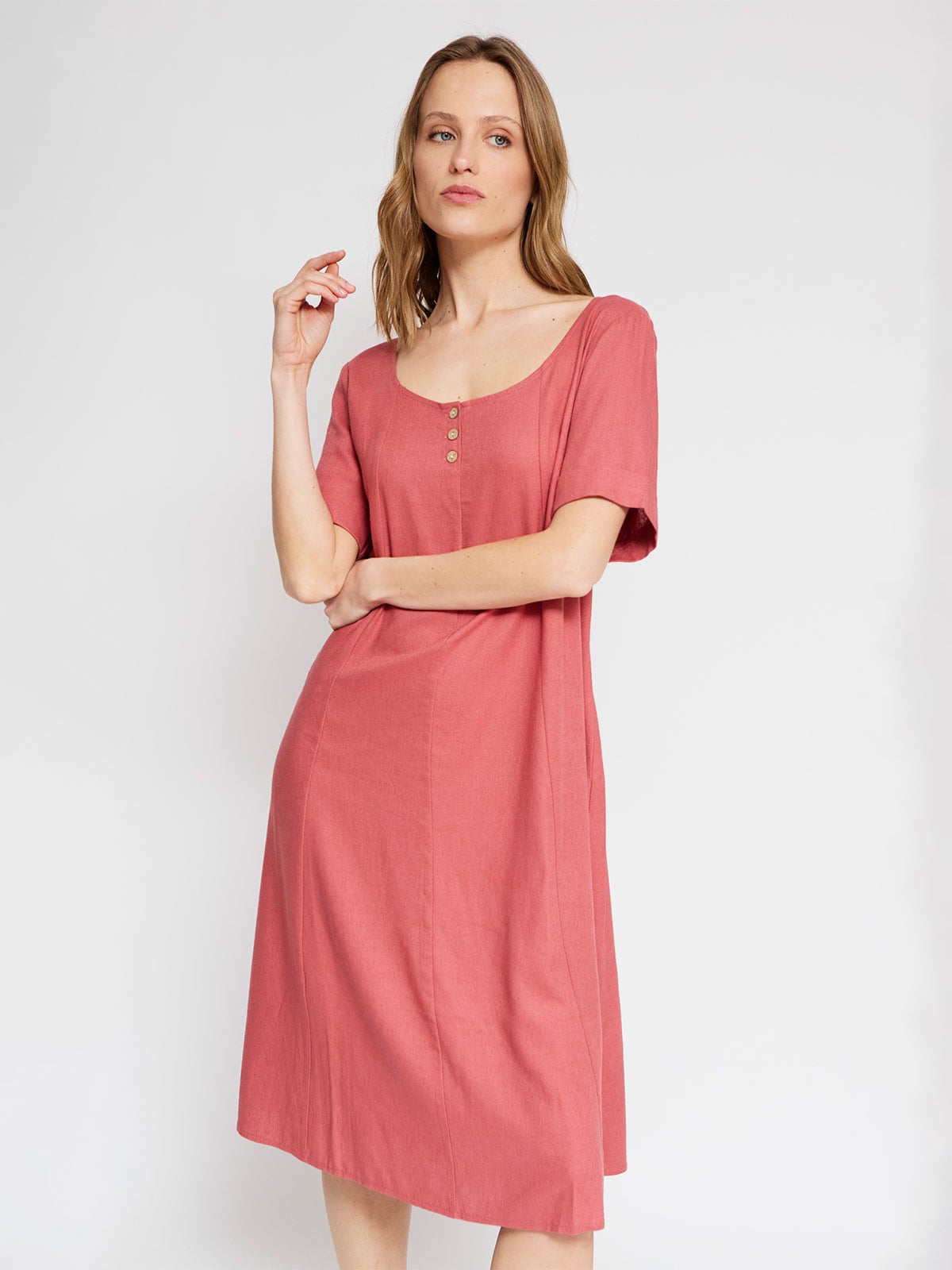 VESTIDO CORTO LINO MUJER AZIZ - 2