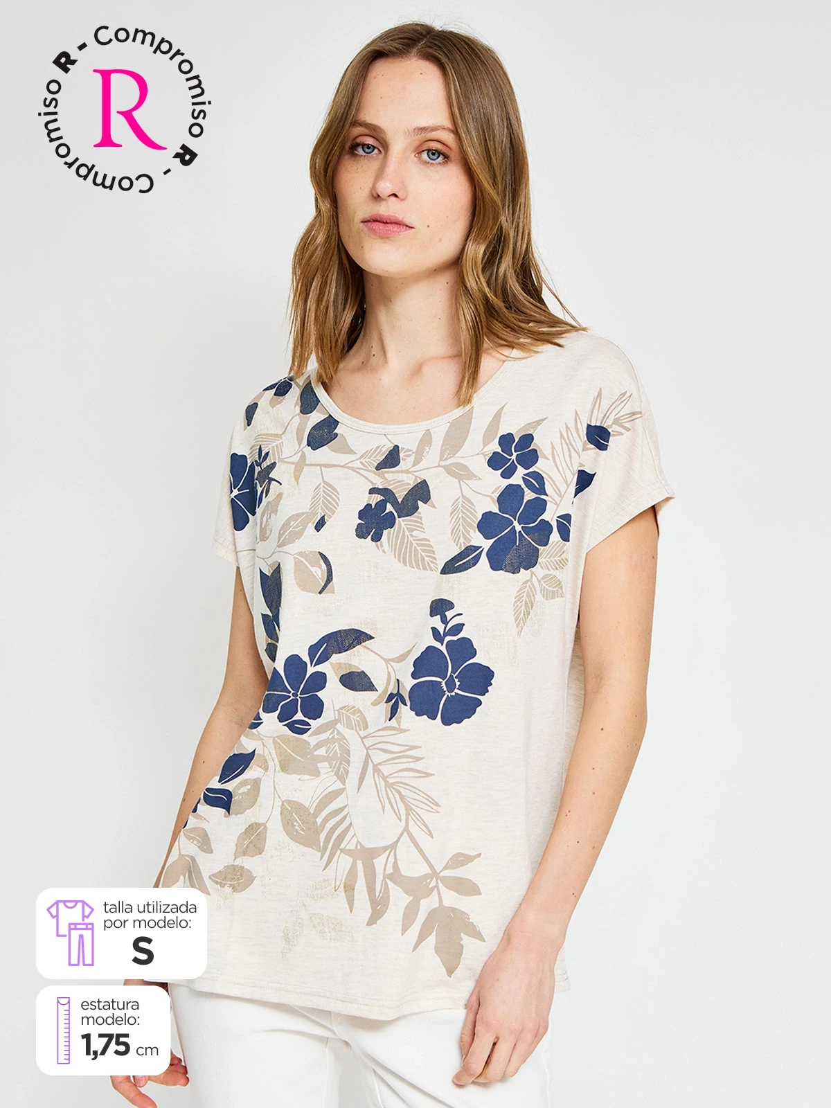 POLO MANGA CORTA MUJER AZIZ ESTAMPADA - 1
