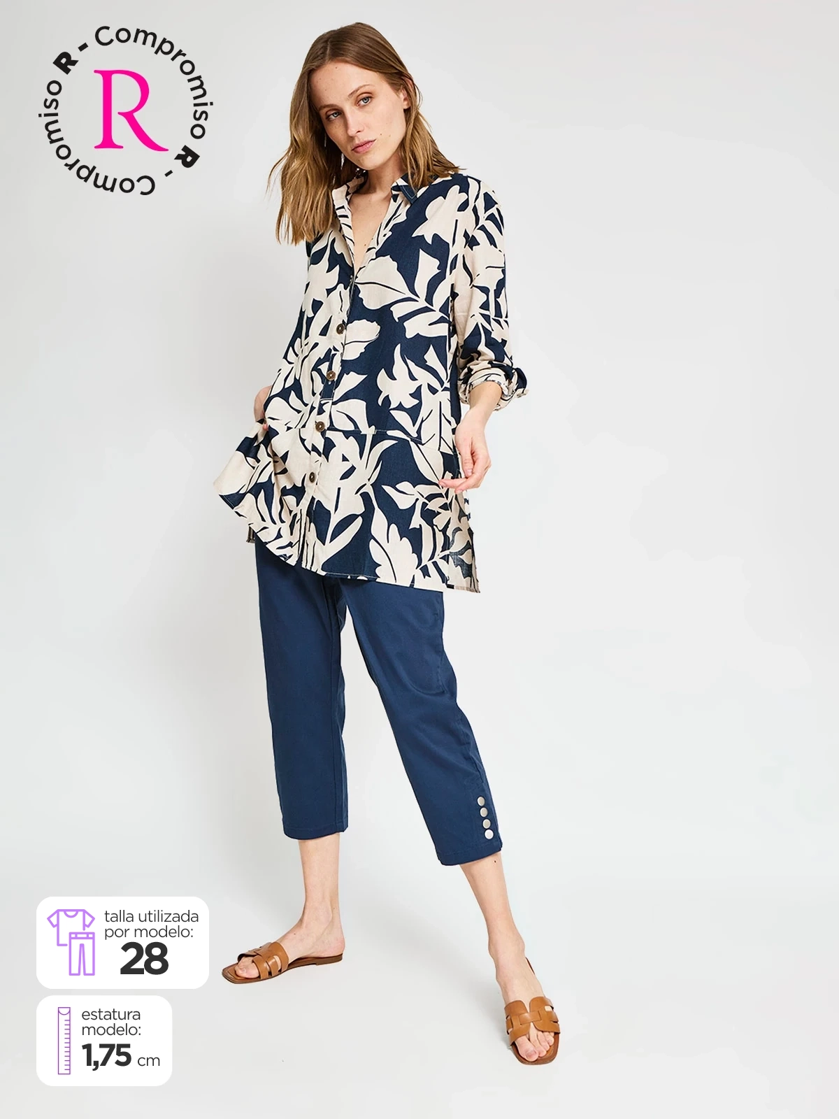 PANTALÓN ALGODÓN CAPRI MUJER AZIZ - 1