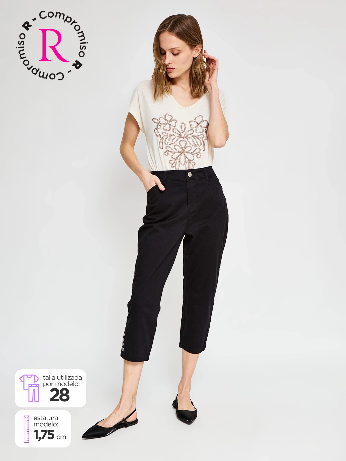 PANTALÓN ALGODÓN CAPRI MUJER AZIZ - 1