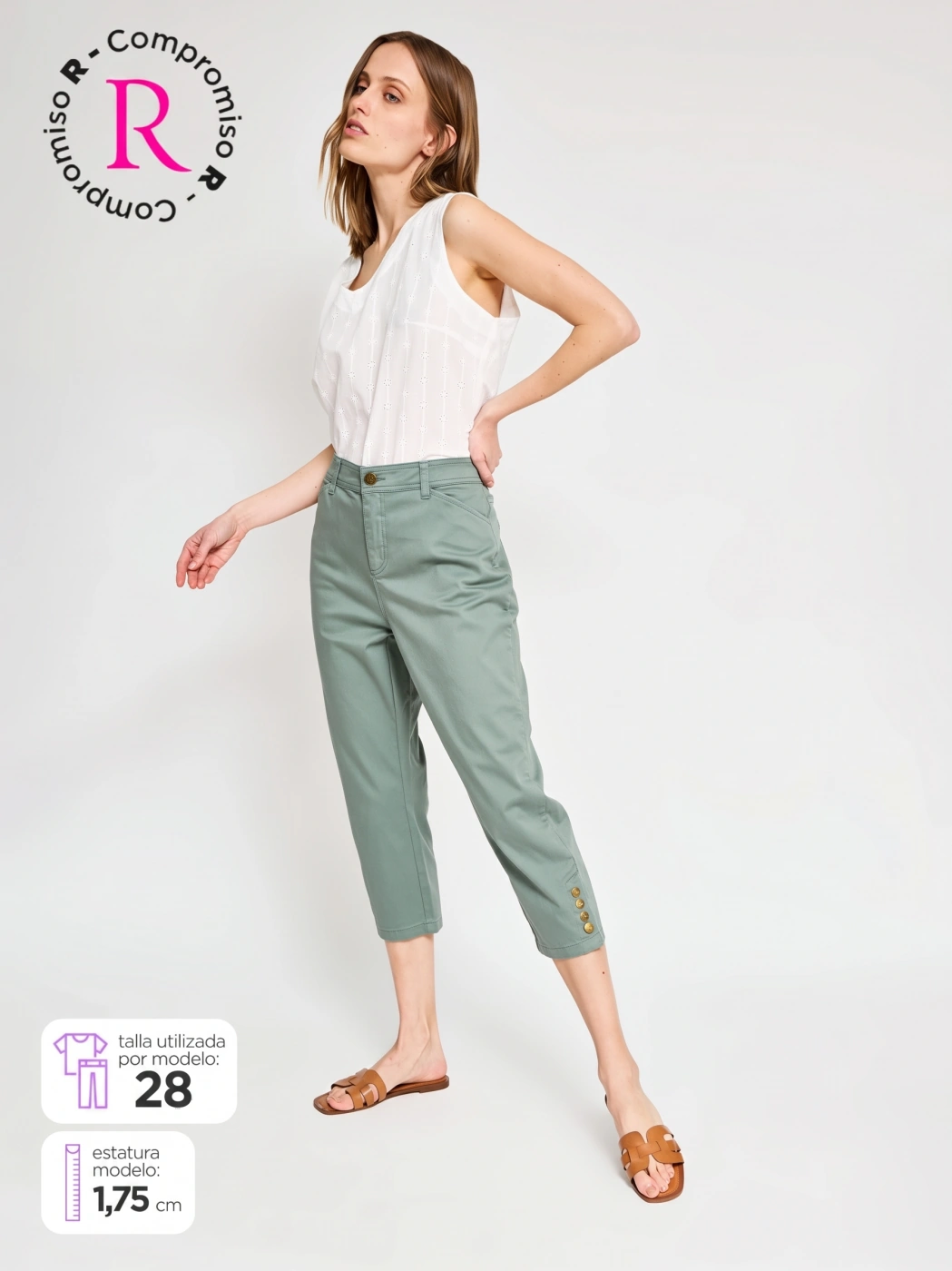 PANTALÓN ALGODÓN CAPRI MUJER AZIZ - 1