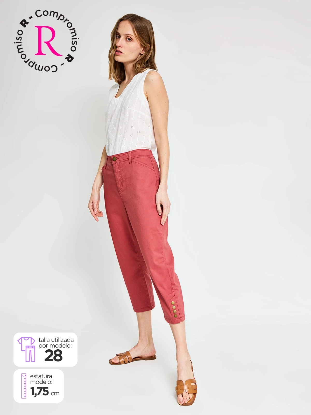 PANTALÓN ALGODÓN CAPRI MUJER AZIZ - 1