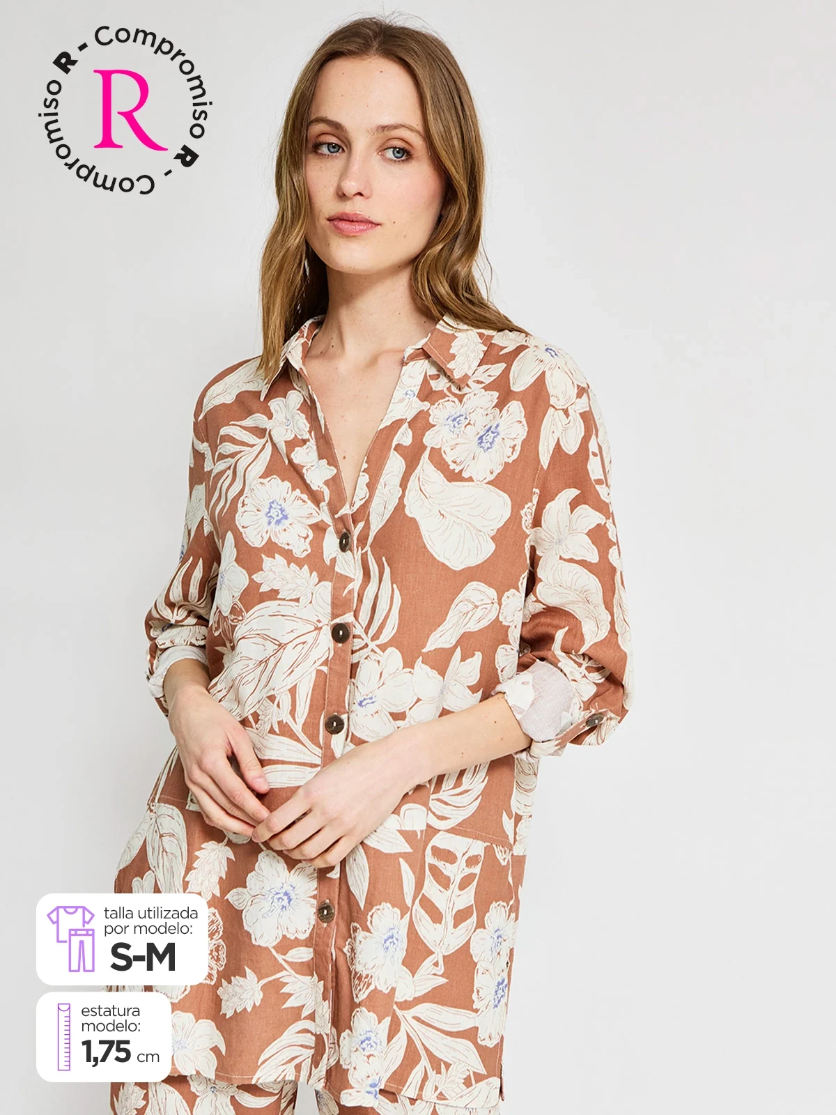 BLUSA MANGA 3/4 LINO MUJER AZIZ - 1