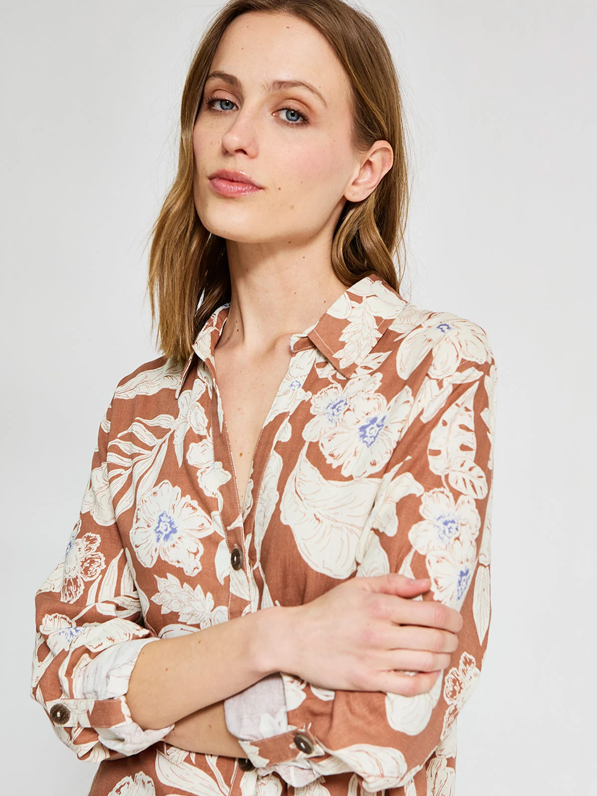 BLUSA MANGA 3/4 LINO MUJER AZIZ - 3