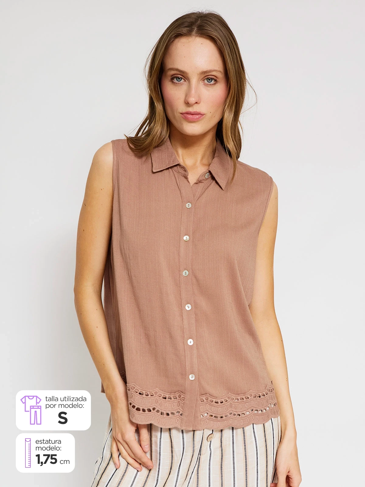 BLUSA SIN MANGAS MUJER NAVIGATA CAMISERA MACRAMÉ - 1