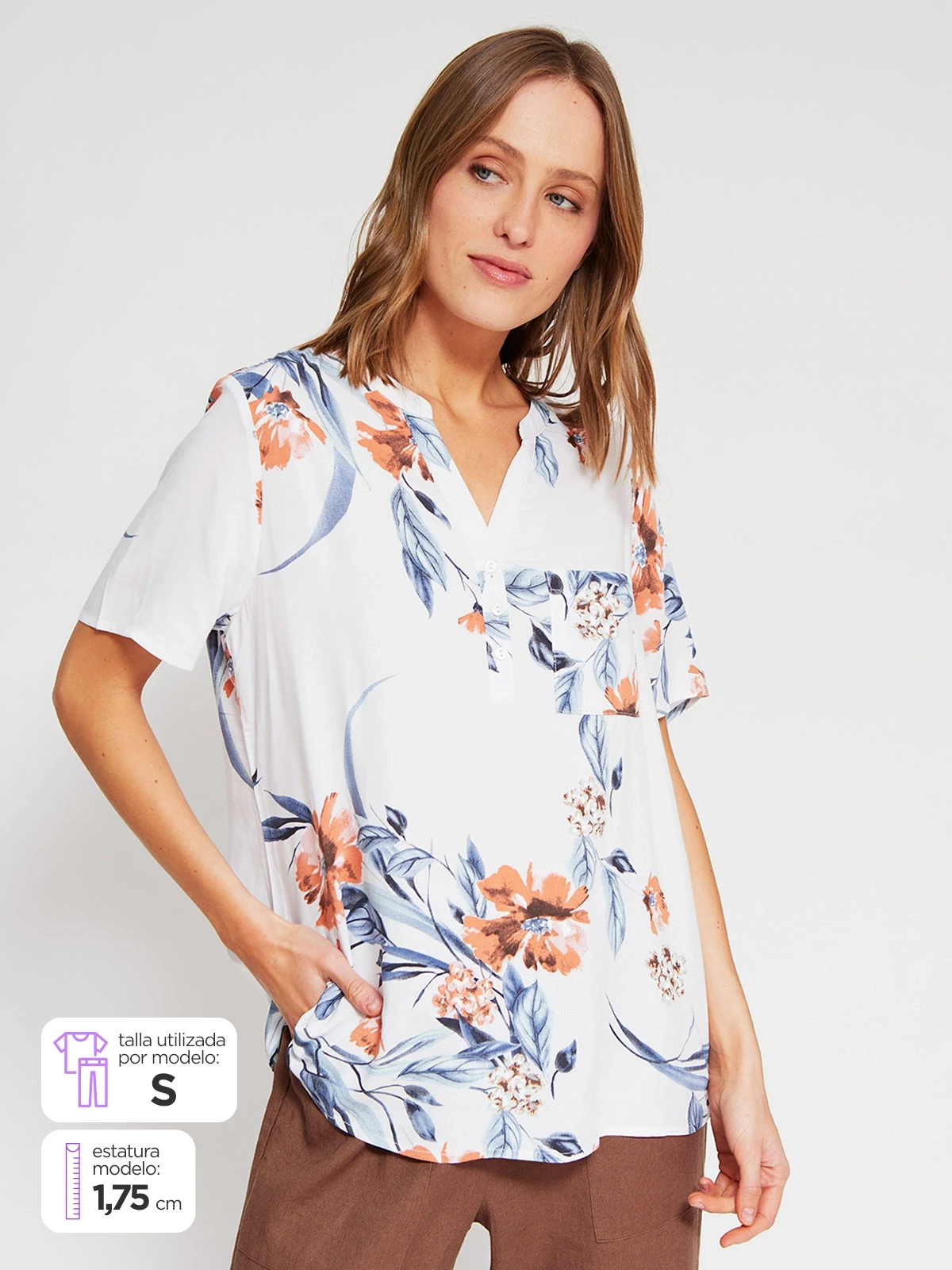 BLUSA MANGA CORTA MUJER AZIZ MAO - 1