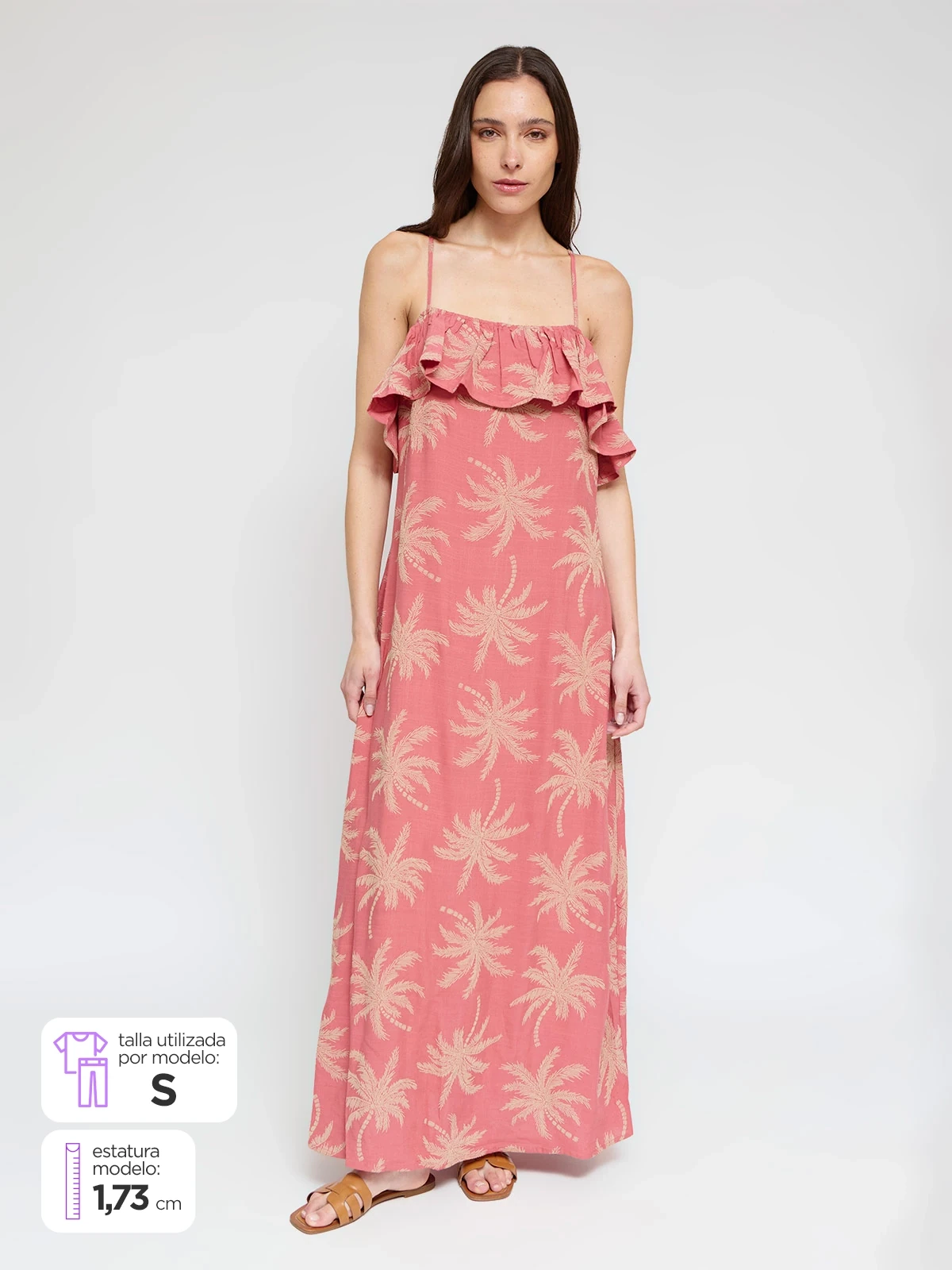 VESTIDO LARGO MUJER NAVIGATA TIRAS VUELOS PRINT - 1