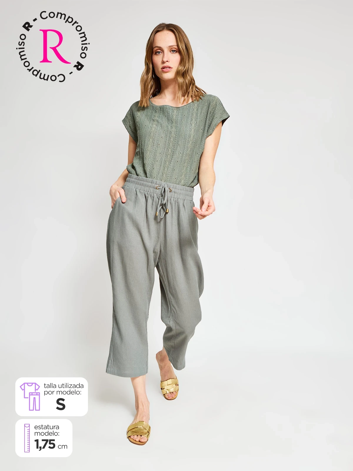 PANTALÓN LINO REGULAR MUJER AZIZ - 1
