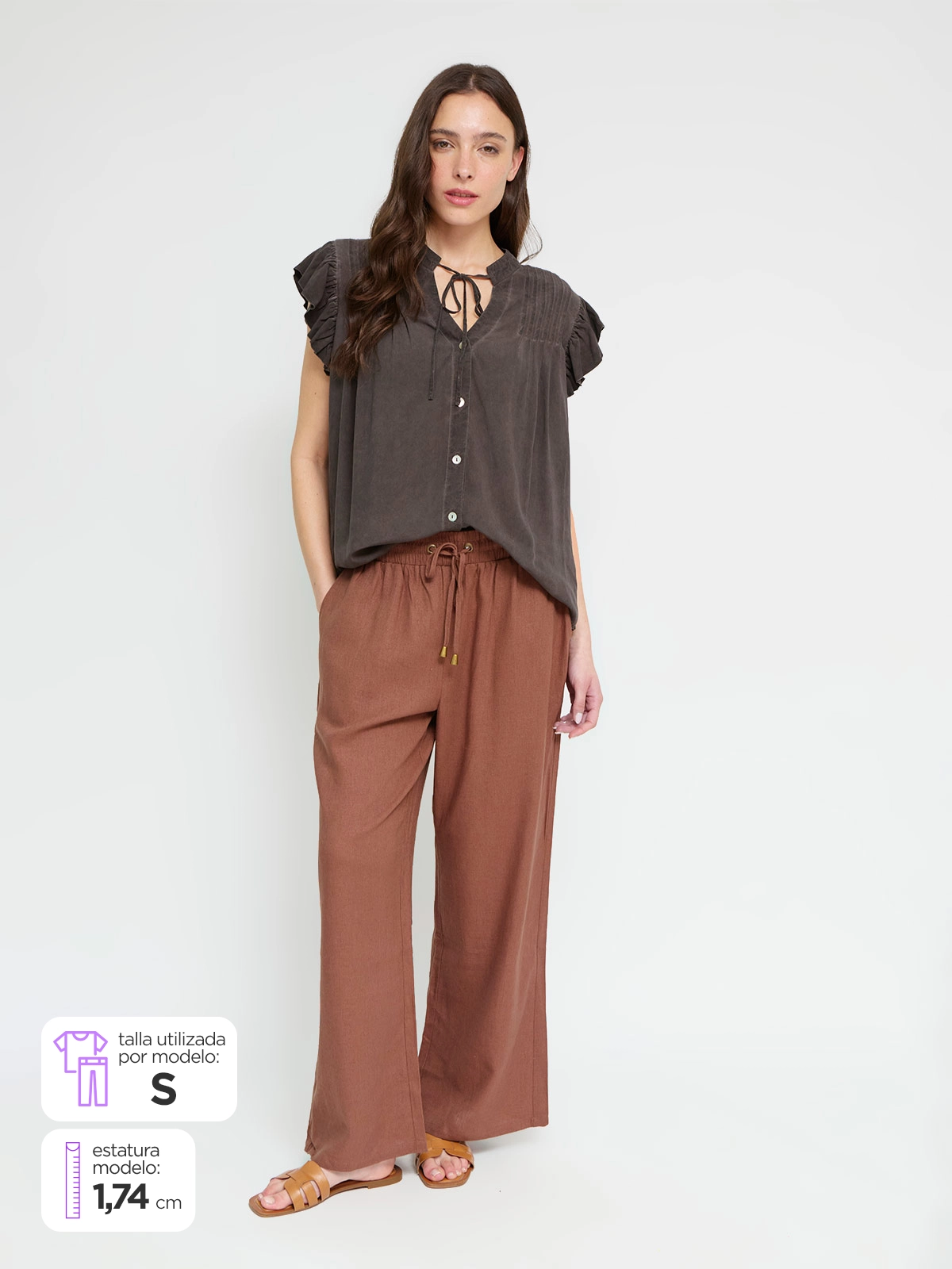 PANTALÓN LINO REGULAR MUJER AZIZ - 1