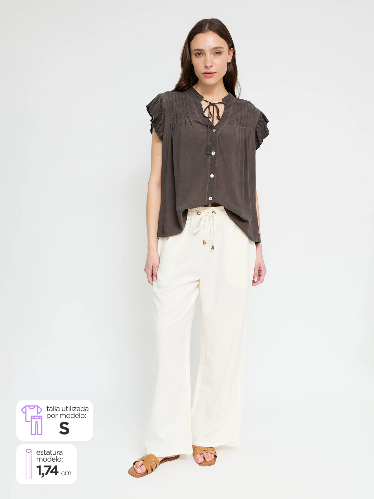PANTALÓN LINO REGULAR MUJER AZIZ - 1