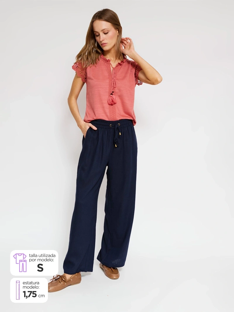 PANTALÓN LINO REGULAR MUJER AZIZ - 1