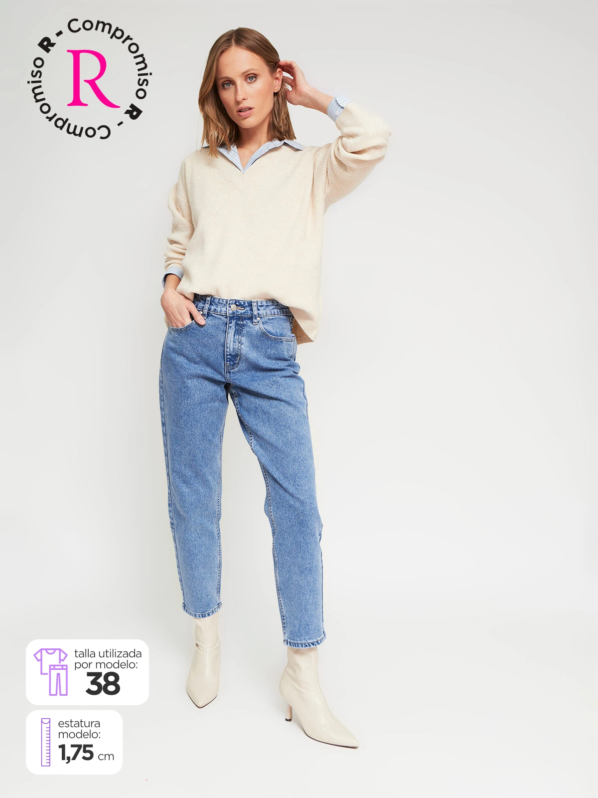 JEANS ALGODÓN MOM MUJER MARQUIS - 1