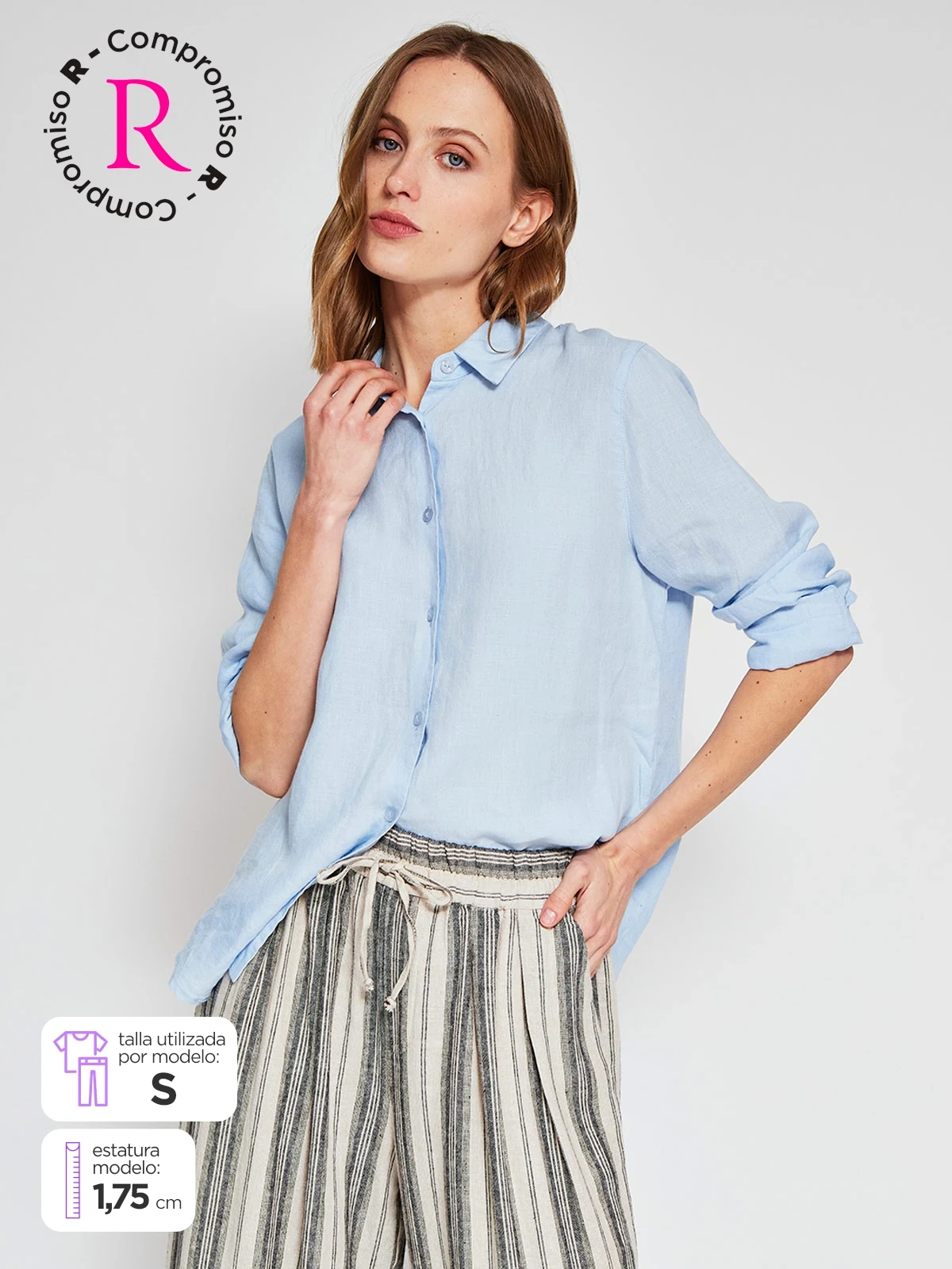 BLUSA MANGA LARGA LINO MUJER MARQUIS - 1