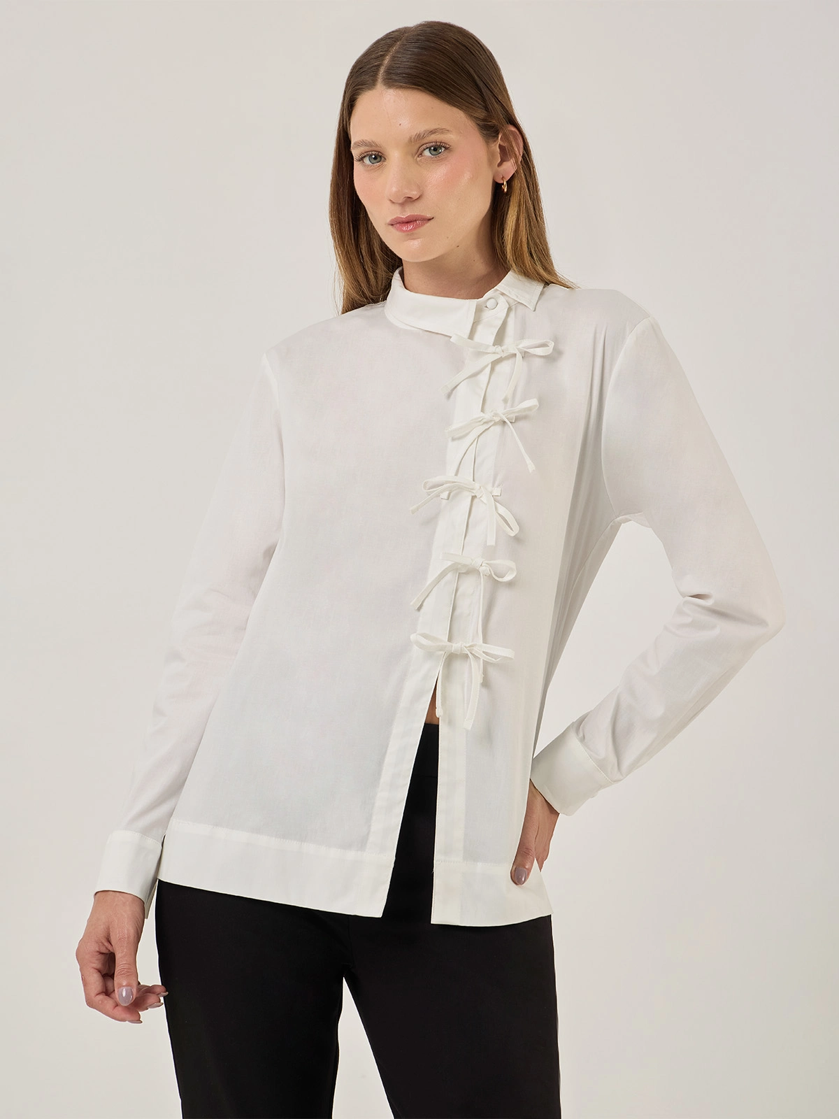 BLUSA MANGA LARGA MUJER MARQUIS LAZOS CRUZADA - 1