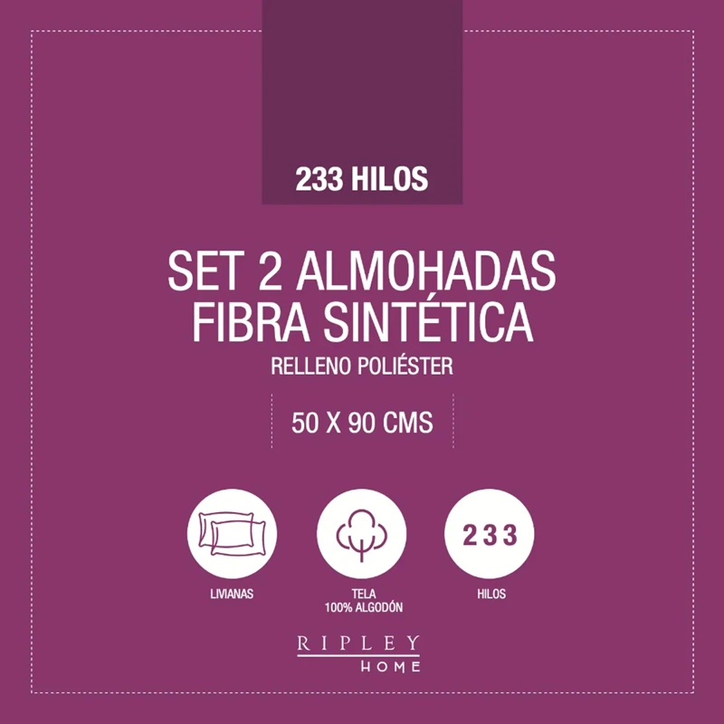 ALMOHADA RIPLEY HOME TWIN PACK QUEEN 50X90 CM - 3