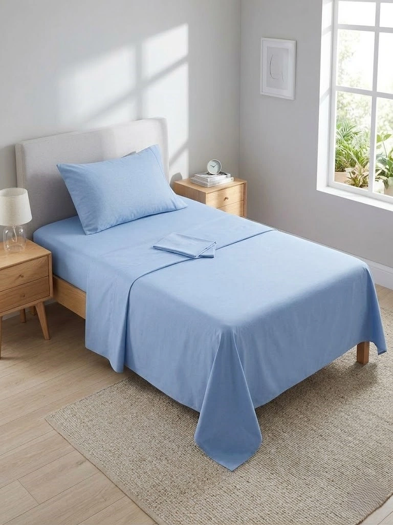 SET DE SÁBANAS RIPLEY HOME LISA 144 HILOS 1.5 PLAZAS AZUL - 1