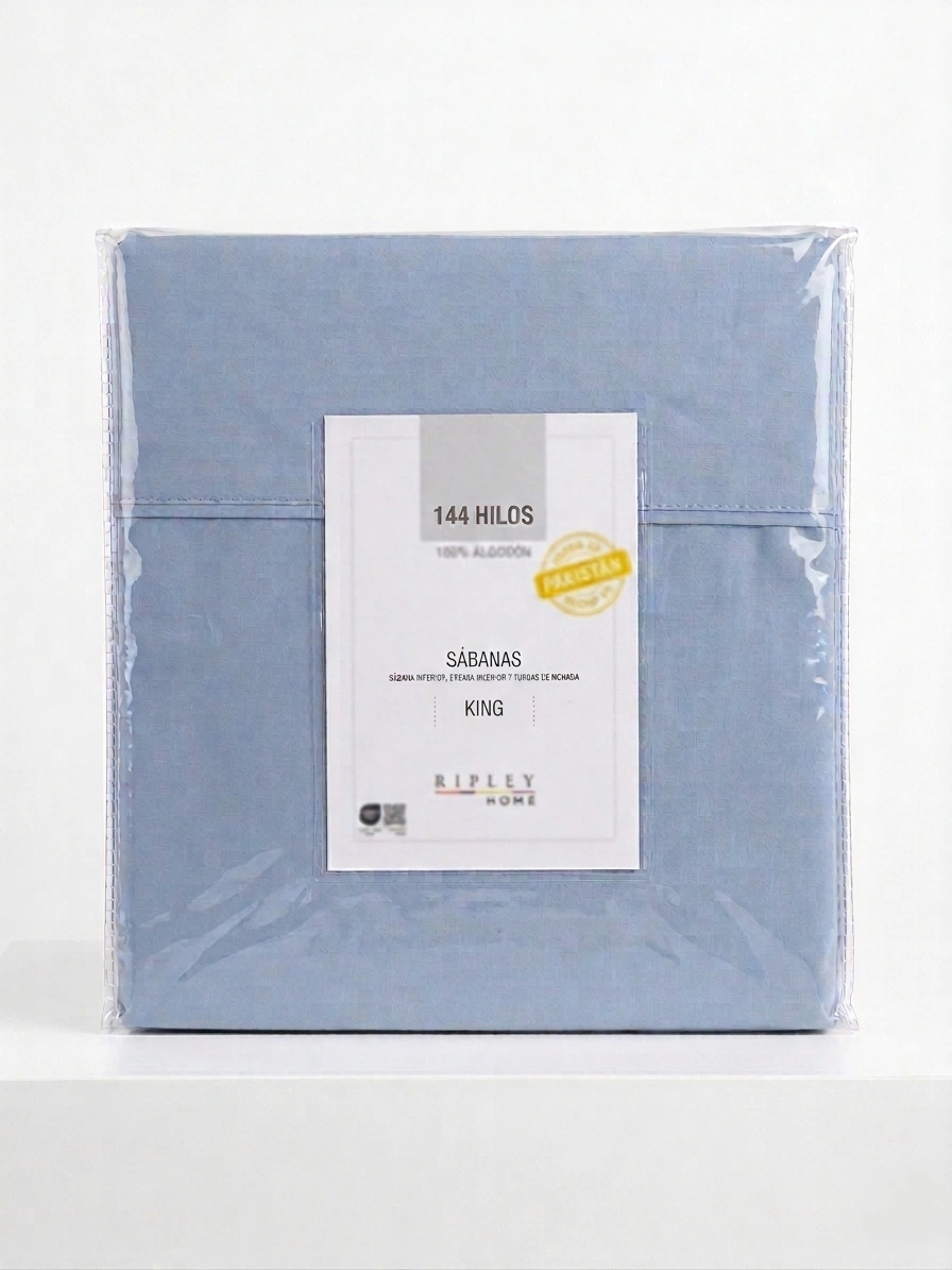 SET SÁBANAS KING 100%ALGODÓN 144H LISA AZUL - 3