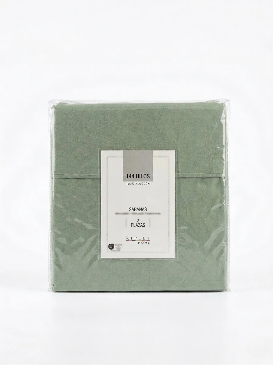 SET SÁBANAS 2PL 100%ALGODÓN  144H LISA VERDE - 3