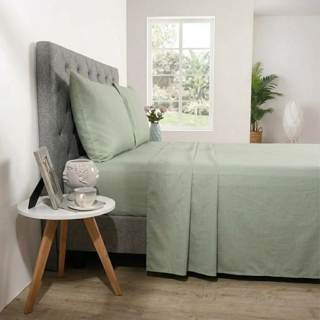 SET SÁBANAS KING 100%ALGODÓN 144H LISA VERDE - 2