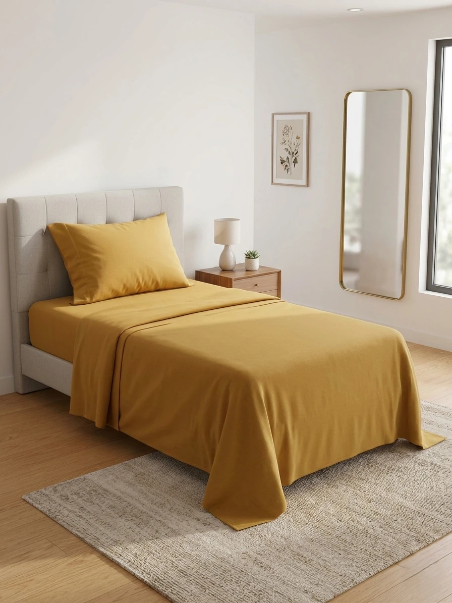 SET DE SÁBANAS RIPLEY HOME LISA 144 HILOS 1.5 PLAZAS MOSTAZA - 1