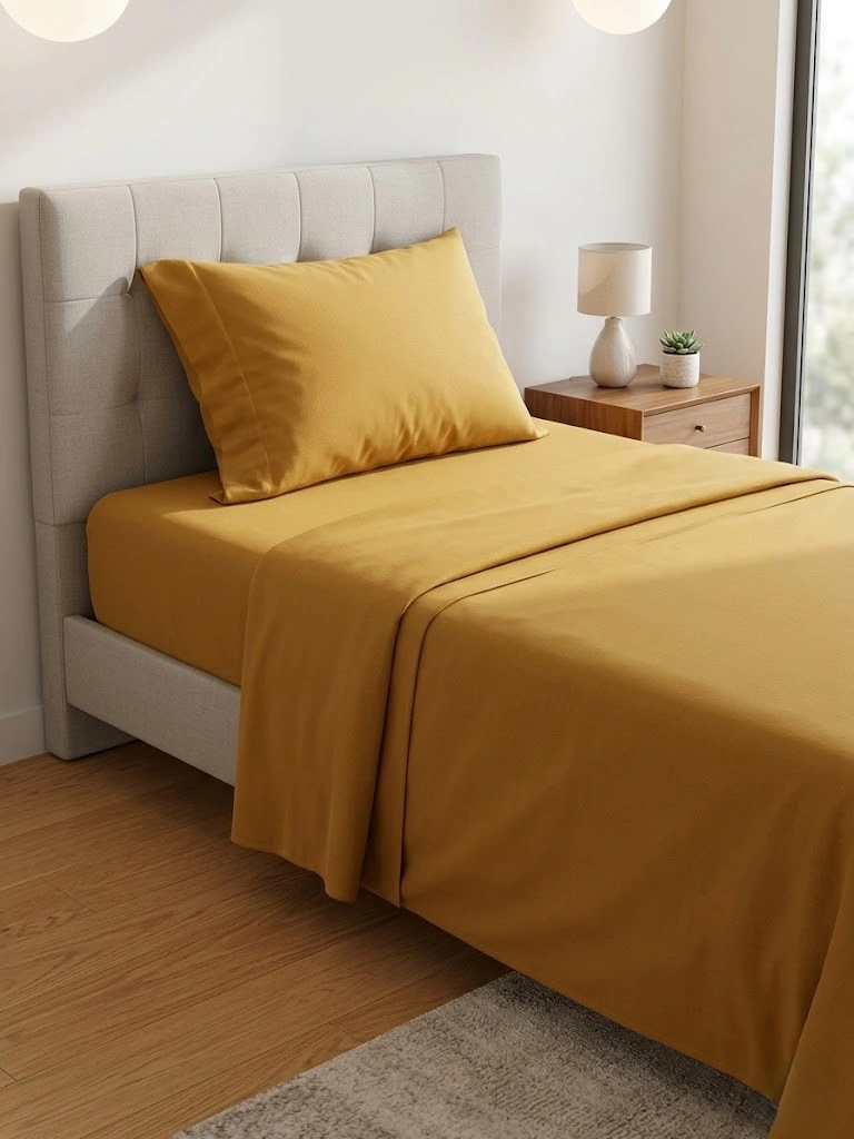 SET DE SÁBANAS RIPLEY HOME LISA 144 HILOS 1.5 PLAZAS MOSTAZA - 2